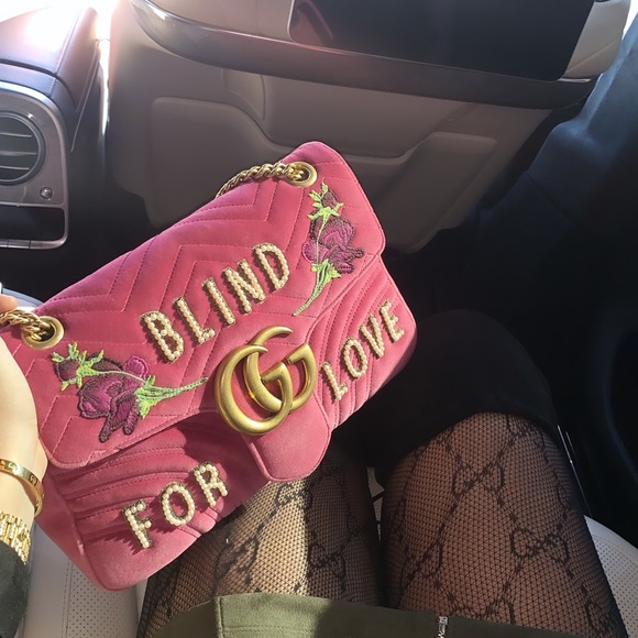 Velvet Matelasse 'Blind for Love' GG Marmont Shoulder Bag - Picture 3 of 3